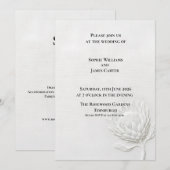 Weiße Protea-Blumenrelief-Luxus-Hochzeit Einladung (Vorne/Hinten)