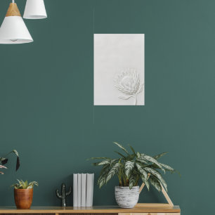 Weiße Protea Botanische Linienkunst   Minimalistis Poster