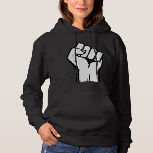 Weiße Protestfaust Hoodie (Vorderseite)
