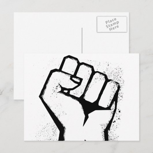 Weiße Protestfaust Postkarte (Vorne/Hinten)