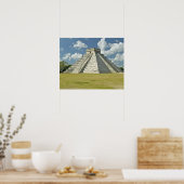 Weiße Puffwolken über der Maya-Pyramide Poster (Küche)