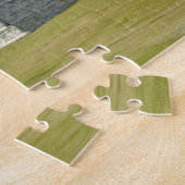 Weiße Puffwolken über der Maya-Pyramide Puzzle (Seite)