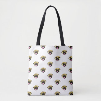 Weiße Pug Print-Tasche Tasche