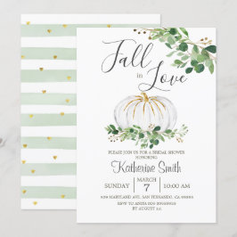 Weiße Pumpkin Fall in Liebe Brautparty Grüne Einladung