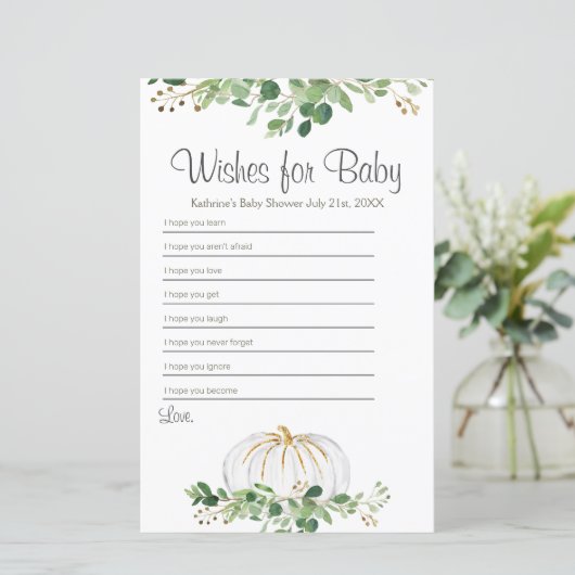 Weiße Pumpkin Grüne Blumenwünsche für Baby (Stehend Vorderseite)