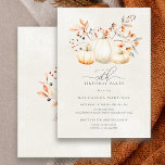 Weiße Pumpkin-Herbstlaube zum 50. Geburtstag Elega Einladung<br><div class="desc">Elegante,  weiße Kürbisse sind in roten,  orangefarbenen und salzgrünen Blätter und Wildblumen eingebettet.</div>