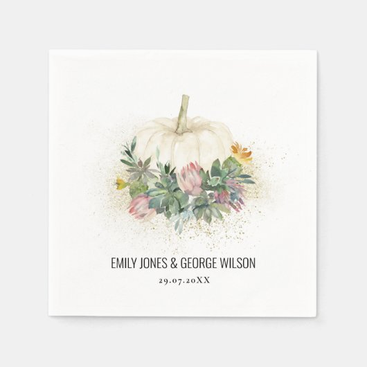 WEISSE PUMPKIN PINK PROTEA ERFOLGREICH FAUNA WEDD SERVIETTE (Vorderseite)