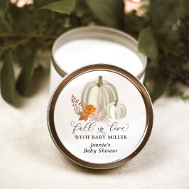 Weiße Pumpkins fallen in Liebe Babydusche individu Runder Aufkleber