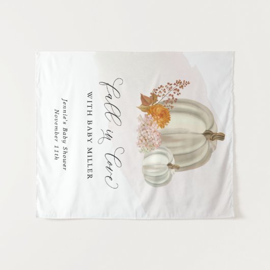 Weiße Pumpkins fallen in Liebe Babydusche individu Wandteppich (Vorderseite (Horizontal))