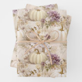 Weiße Pumpkins Lilac Lila Fall Wasserfarben Geschenkpapier Set (Beispiel)