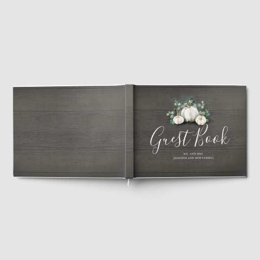 Weiße Pumpkins Rustikale Hochzeit im Herbst Gästebuch (Voll)