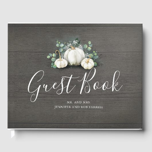Weiße Pumpkins Rustikale Hochzeit im Herbst Gästebuch (Vorderseite)