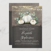 Weiße Pumpkins Rustikales Land Fall Geburtstag Einladung (Vorne/Hinten)