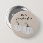 Weiße Pumpkins Wasserfarben Kunstmuster Button (Vorne & Hinten)