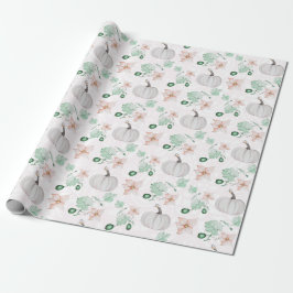 Weiße Pumpkins Wasserfarben Kunstmuster Geschenkpapier
