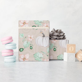 Weiße Pumpkins Wasserfarben Kunstmuster Geschenkpapier