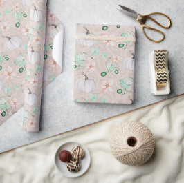 Weiße Pumpkins Wasserfarben Kunstmuster Geschenkpapier