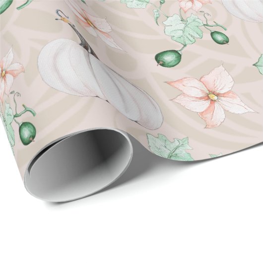 Weiße Pumpkins Wasserfarben Kunstmuster Geschenkpapier (Rolleneckpunkt)