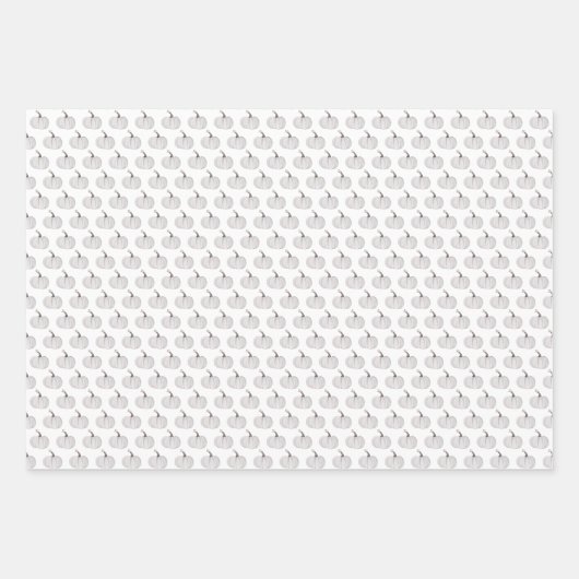 Weiße Pumpkins Wasserfarben Kunstmuster Geschenkpapier Set (Vorderseite 3)