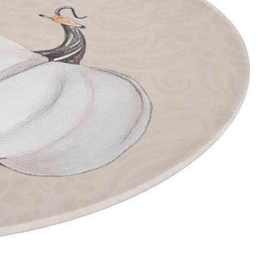 Weiße Pumpkins Wasserfarben Kunstmuster Schneidebrett (Ecke)