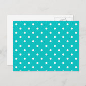Weiße Punkte, Aquamarines Polka Dot Muster. Postkarte (Vorne/Hinten)