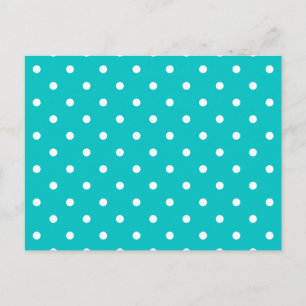 Weiße Punkte, Aquamarines Polka Dot Muster. Postkarte