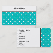 Weiße Punkte, aquamarines Polka-Punkt-Muster Visitenkarte (Vorne/Hinten)