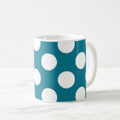 Weiße Punkte auf Blau - Retro Art Kaffeetasse (VorderseiteRechts)