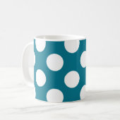 Weiße Punkte auf Blau - Retro Art Kaffeetasse (Vorderseite Links)