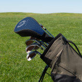 Weiße Punkte auf blauem Lorbeer-Monogramm-Muster Golf Headcover (In SItu)