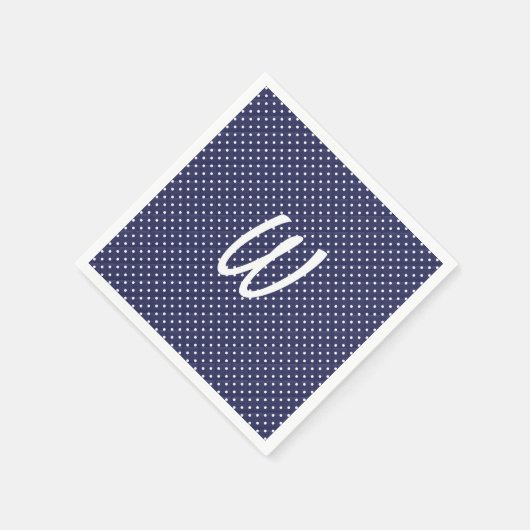 weiße Punkte auf blauem Monogramm Serviette (Ecke)