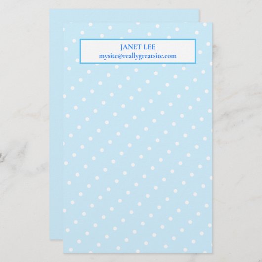Weiße Punkte auf Custom Blue Stationery Briefpapier (Vorne/Hinten)