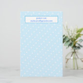 Weiße Punkte auf Custom Blue Stationery Briefpapier (Stehend Vorderseite)