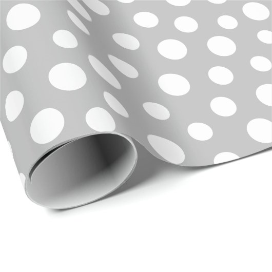 Weiße Punkte auf grauem Umhüllungspapier Geschenkpapier (Rolleneckpunkt)