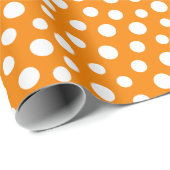 Weiße Punkte auf Orangenwappenpapier Geschenkpapier (Rolleneckpunkt)