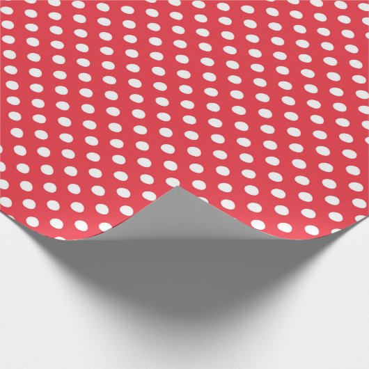 Weiße Punkte auf rotem Hintergrund Geschenkpapier (Ecke)