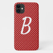 weiße Punkte auf rotem Monogramm Case-Mate iPhone Hülle (Rückseite)
