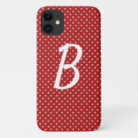 weiße Punkte auf rotem Monogramm