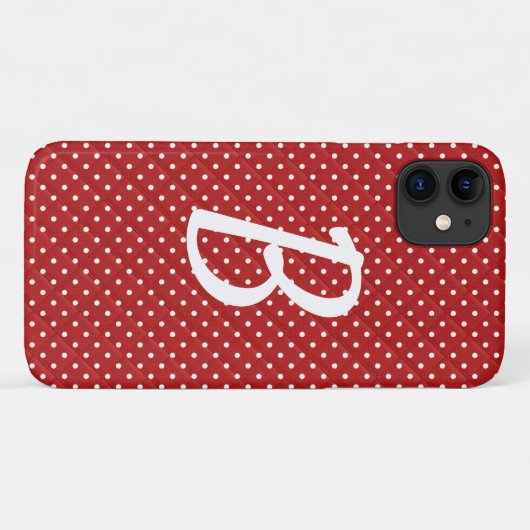 weiße Punkte auf rotem Monogramm Case-Mate iPhone Hülle (Rückseite (Horizontal))