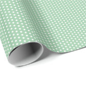 Weiße Punkte auf Salbeigrün Geschenkpapier (Rolleneckpunkt)