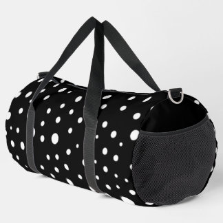 Weiße Punkte auf schwarzem großen Duffle Bag