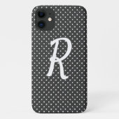 weiße Punkte auf schwarzem Monogramm Case-Mate iPhone Hülle (Rückseite)