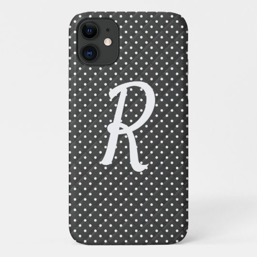 weiße Punkte auf schwarzem Monogramm Case-Mate iPhone Hülle (Rückseite)