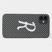 weiße Punkte auf schwarzem Monogramm Case-Mate iPhone Hülle (Rückseite (Horizontal))