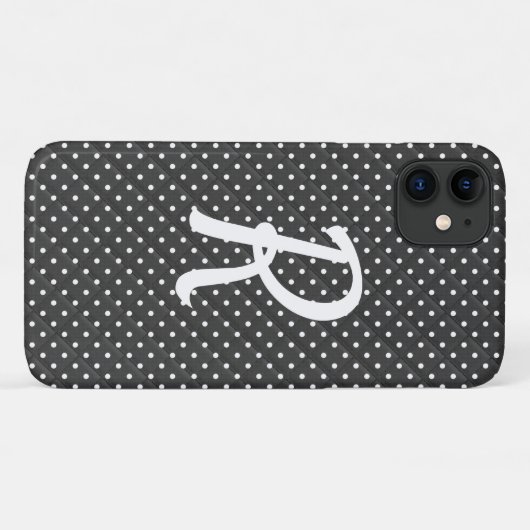 weiße Punkte auf schwarzem Monogramm Case-Mate iPhone Hülle (Rückseite (Horizontal))