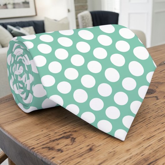 Weiße Punkte auf tealfarbenem maßgeschneidertem Sc Krawatte