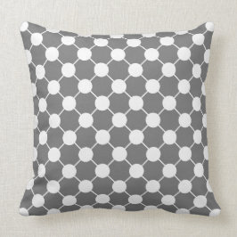 WEISSE PUNKTE DES CHIC-PILLOW_RETRO AUF GRAU. DIY KISSEN
