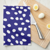 Weiße Punkte Dunkelblau Geschirrtuch (Viertel Falte)