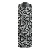 Weiße Punkte geometrisches Muster thermische Tumbl Thermosbecher (Vorderseite)