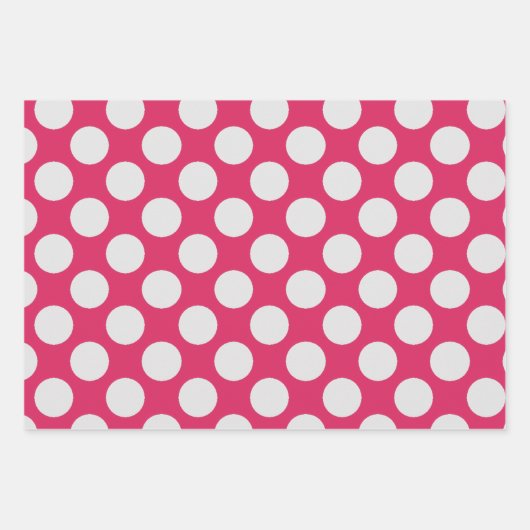 Weiße Punkte heiß rosa Geschenkpapier Set (Vorderseite 2)